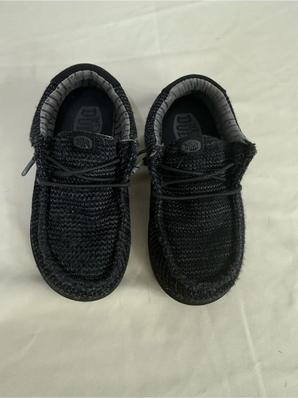 Hey Dude Kids Black Knit Slip-On Shoes Children’s Size 12